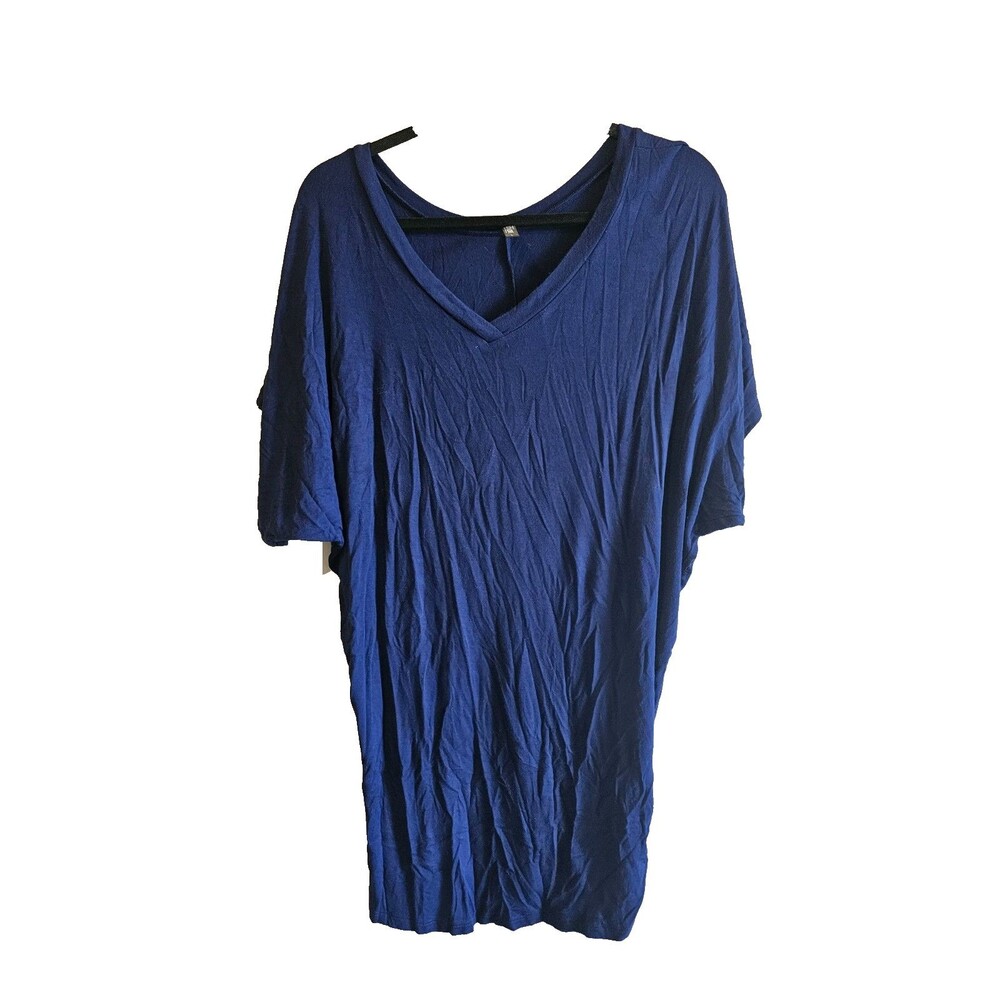 Lock & Love Navy Scoop Neck Tunic Top Tshirt Size Large Dolman Sleeve